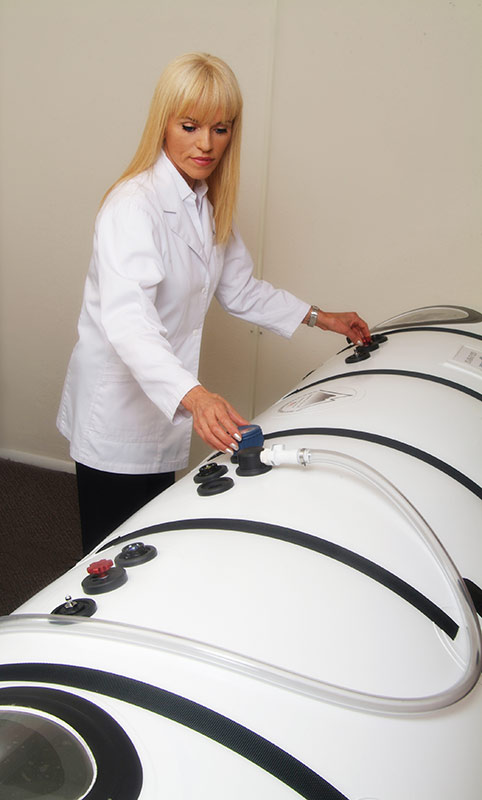 Dr. Ciano uses her hbot chamber.